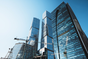 Moscow International City Business Center. modern glass skyscraper.