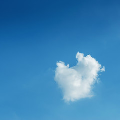 little heart of fluffy cloud on clear blue sky
