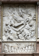 Resurrection of Christ, Architectural details from the external walls of St Stephen's Cathedral in Vienna, Austria 