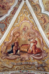Fototapeta na wymiar Fresco painting on the ceiling of the church