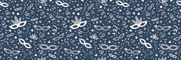 Seamless pattern with party decorations - concept of wrapping paper. Vector