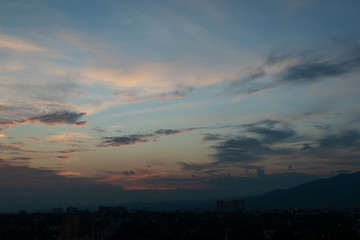 twilight sunset sky above the city