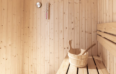 Obraz na płótnie Canvas Japanese luxury clean sauna room interior