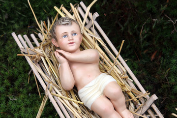A baby Jesus figure on Christmas