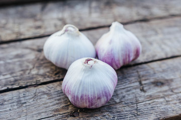 Garlic young only collected from the garden
