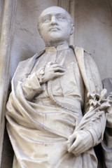 Obraz premium Statue of Saint from south portal of Maria am Gestade church in Vienna, Austria