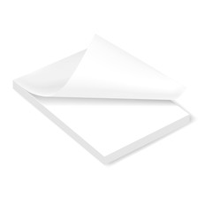 Paper stack with bent sheet, white notepad with page curl - mockup © ann_ounce