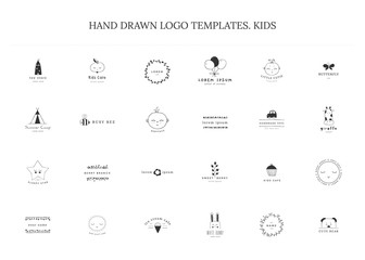 Big vector set of logo templates for children related businesses.