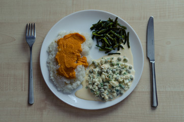 Vegetarian food on a white plate