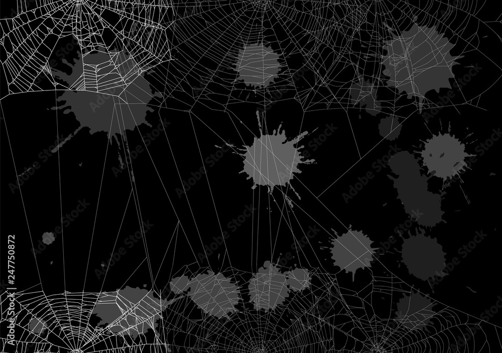 Canvas Prints background with spider webs and blots isolated on black