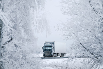 winter road transportation truck.