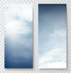 vector vertical banners with sky and clouds