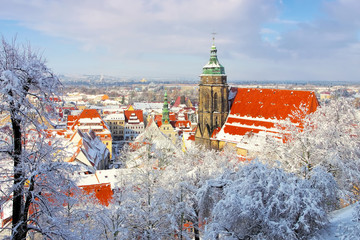 Pirna im Winter - the town Pirna in Winter with snow