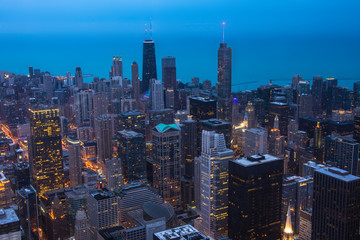 Chicago. Cityscape image of Chicago downtown during twilight blue hour.
