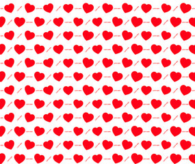 Red hearts seamless vector pattern