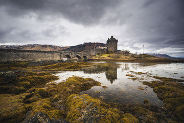 Eilean Donan castle on the shore of Loch Duich. Highlands, Scotland.