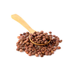 groundnuts (peanut) in wood spoon isolated on white background