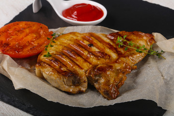 Grilled pork steak