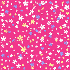 Vector floral seamless pattern. Beautiful flowers on a pink background. Abstract print, packaging.