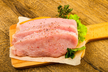Raw turkey steak