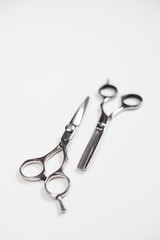 pair of hairdressing scissors isolated on white background