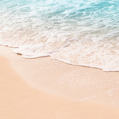 Summer background, rest on the beach, ocean wave and sand