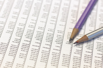 Pencil and financial report,Business of financial analysis