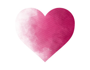 Watercolor heart drawing in dark pink