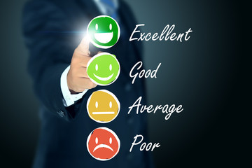 business man select happy on satisfaction evaluation