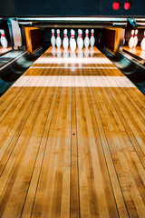 bowling alley.  pins.