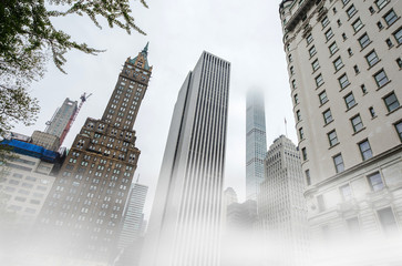 View of the nyc building in the morning fog - Powered by Adobe