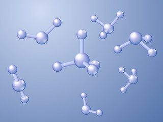 Beautiful realistic futuristic vector with shiny molecules on blue background.