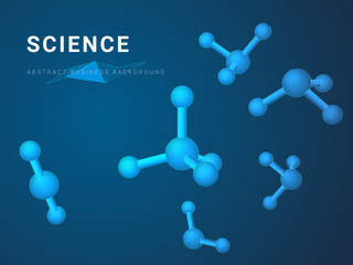 Abstract modern business background vector depicting science in shape of molecules on blue background.