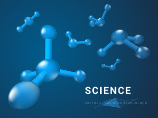 Abstract modern business background vector depicting science in shape of molecules on blue background.