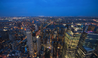 Big Apple after sunset - new york manhattan at night. NYC, USA