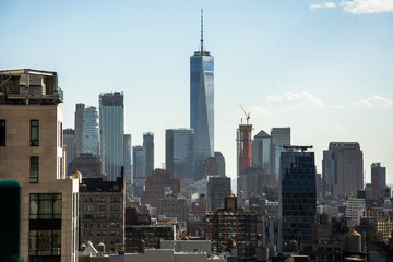 Fototapeta premium New York City. Wonderful panoramic aerial view of Manhattan Midtown Skyscrapers.