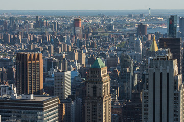 Fototapeta premium Architectural View of Modern Glass Skyscrapers. Building Against Blue Sky, Manhattan, New York City, New York, USA
