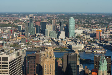 Obraz premium Nowy Jork. Wspaniały panoramiczny widok z lotu ptaka na wieżowce Manhattan Midtown.