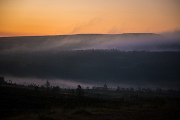 Foggy white night in the area of Nordgruvefeltet, Norway.