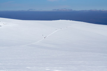 ski trail in mountains