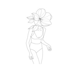 abstract face one line drawing. Portrait minimalistic style . One line. Single line drawing. 