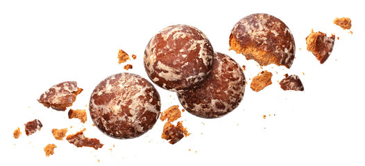 Crushed russian gingerbread isolated on white background