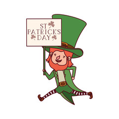 st patrick`s day label with leprechaun character