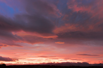 Stunning sunrise from Pentraeth on the Isle of Anglesey overlooking the Snowdonia Mountain Range