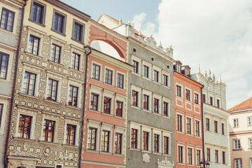 Fototapeta na wymiar Old town of Warsaw, Poland. Buildings landscape