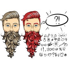 Collection of signs, icons. Speaking man with beard