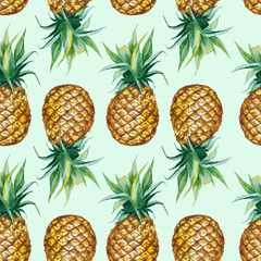 seamless watercolor pattern with pineapple