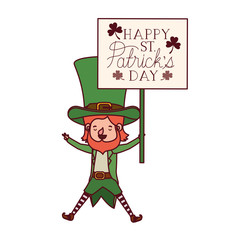 happy st patrick`s day label with leprechaun character