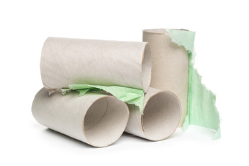 toilet paper on white background