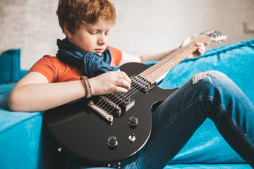 Rock and roll kid guitar player